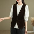 thumbnail image 6 of APEXFWDT Women's Waistcoat Corduroy V-Neck Vests Vintage Sleeveless One Button Dressy Casual Jacket Waistcoat for Women L,Coffee, 6 of 9