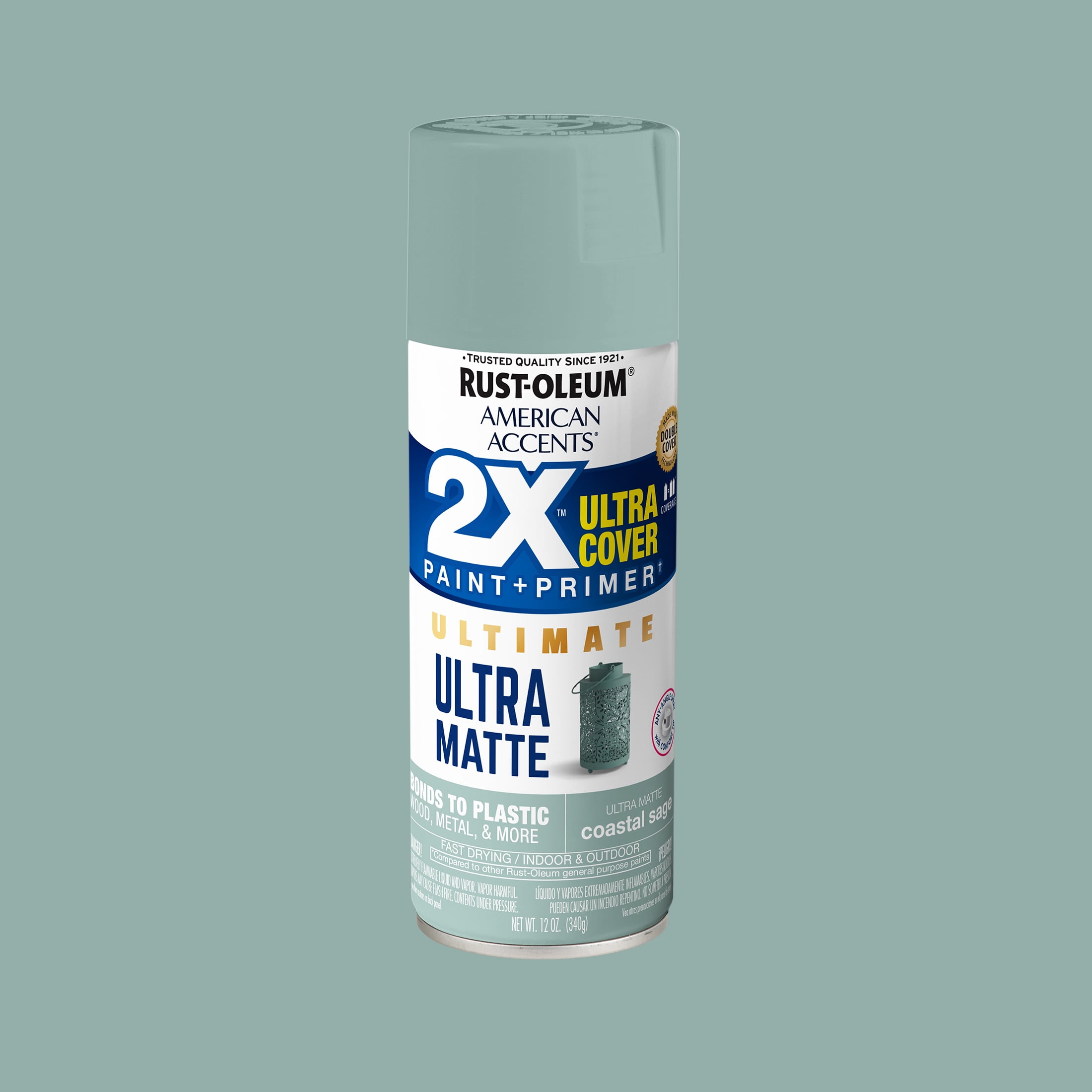(6 pack) Coastal Sage, Rust-Oleum American Accents 2X Ultra Cover Ultra Matte Spray Paint-344684, 12 oz