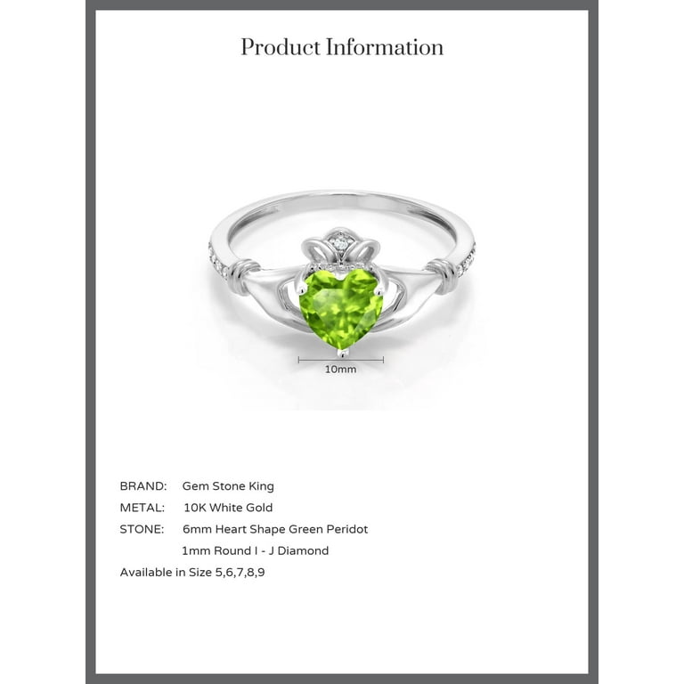 Claddagh ring shop with peridot stone