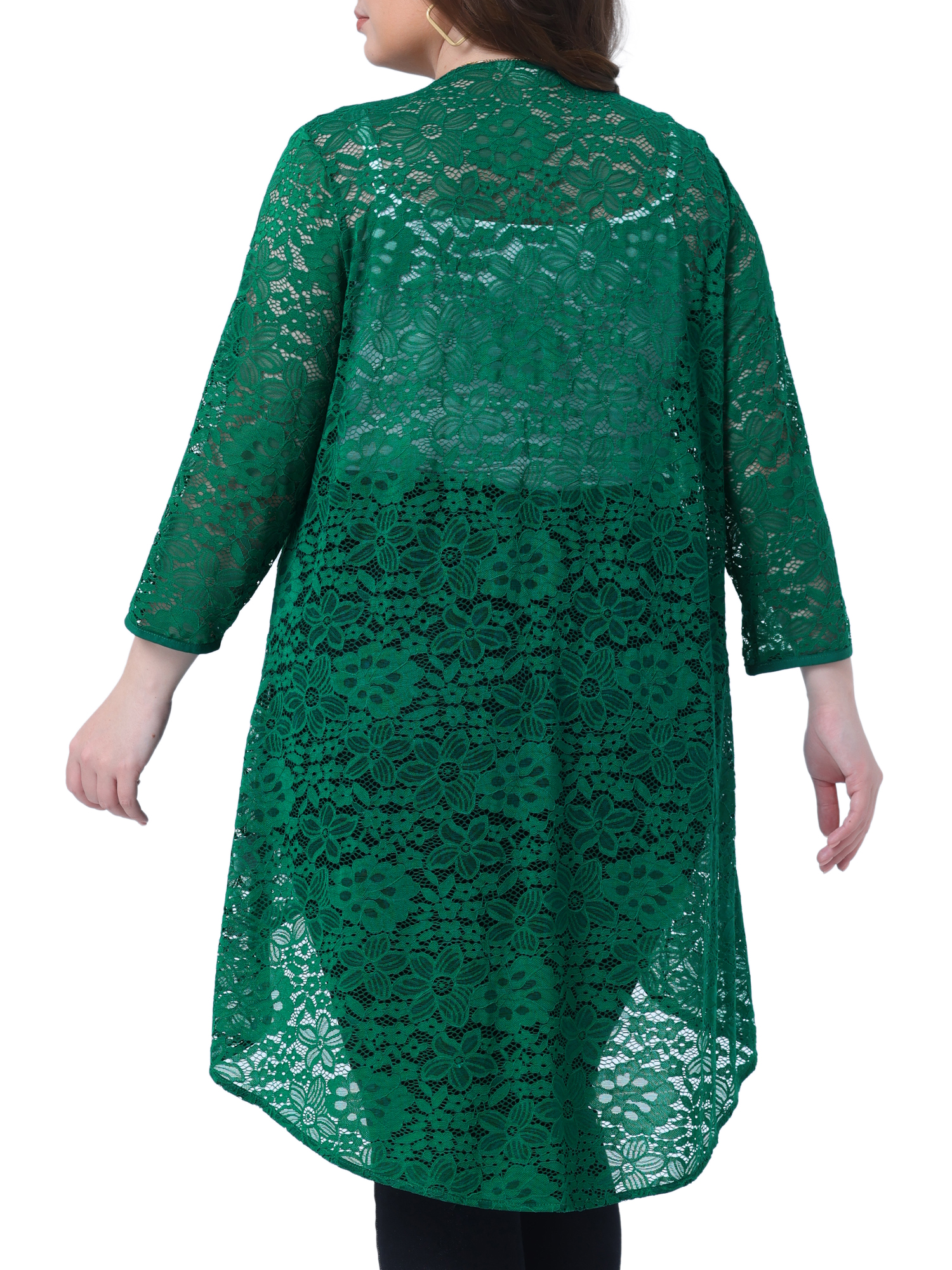 DARING DIVA Plus Size Lace Crochet Sheer Kimono Cover Up Cardigan 1X Green