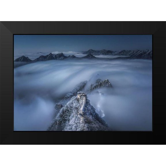 Cui, Yuan 14x11 Black Modern Framed Museum Art Print Titled - Flowing Clouds Pass over the Jian Kou Great Wall