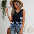 thumbnail image 4 of Women's Sleeveless Fashion Vest Blouse V Neck Dressy Casual Loose Business Shirts 2026 Summer Printed Tank Tops #01Royal Blue 2XL, 4 of 6