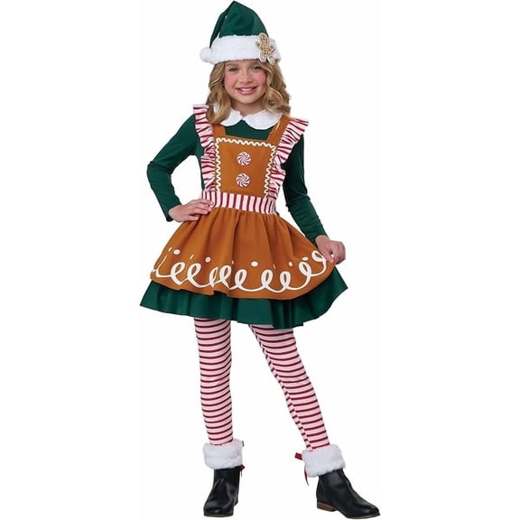 Gingerbread Elf Child Girls Costume