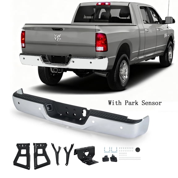 NEW For 2013-2018 RAM 2500 3500 W/Sensor Unassembled Chrome Rear Bumper Assembly