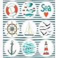 thumbnail image 3 of Ambesonne Nautical Duvet Cover Sets, Marine Collage, 2-Twin, White Red Blue, 3 of 4