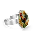 thumbnail image 2 of PhooArto Farmhouse Chicken Rooster Sunflower Stainless Steel Rings for Women, Open Adjustable Ring Promise Ring Jewelry Gifts, 2 of 5