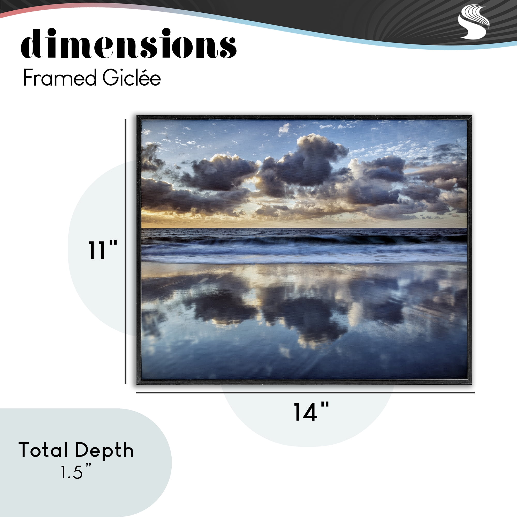 Stupell Industries Reflective Clouds Seascape Black Framed Giclee Art, design by Superstock Partners LLC