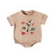 thumbnail image 1 of Gibobby Ropa Para Bebe con estampado de dinosaurio de dibujos animados de manga corta para niños y niñas, monos para recién nacidos, ropa(Marrón, 12-18 Meses), 1 of 5