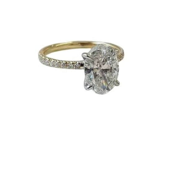 HeartsAndYou 1ct Oval Cut Moissanite Proposal Solitaire Engagement Ring for Women 18k Yellow Gold Over Silver