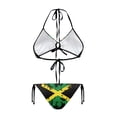 thumbnail image 2 of Chririnla Women's Distressed Jamaica Flag Halter Bikini Set - Sexy Two-Piece Triangle Swimsuit with Tie Side Bottoms for Beach Vacation & Pool Party, 2 of 9