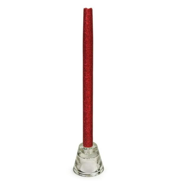 6 Battery Operated Red Glittered LED Flameless Christmas Taper Candles ...