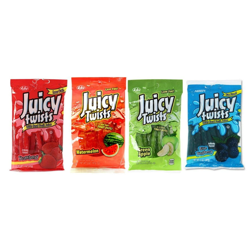 Set of 4 Kennys Candy Co Juicy Twists! Watermelon, Blue Raspberry