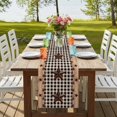 thumbnail image 4 of Texas Star Plaid 90 Inch Table Runner, Farmhouse Black Brown Texas Vintage Farmhouse Dresser Scarf Cotton & Linen Tablerunner for Dining/Kitchen Island/Holiday Party Décor 13" x 90", 4 of 9
