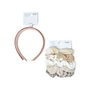 Time and Tru Adult Women's Ivory Hair Scrunchie and Headband Set, 7-Piece