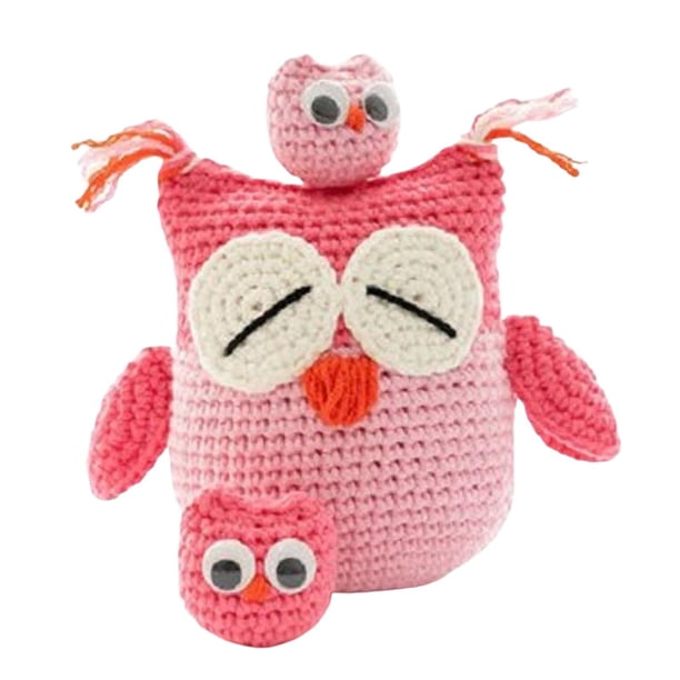 Kit de ganchillo DIY Yuarrent para tejer muñecos de búho rosa