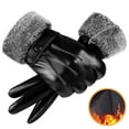 thumbnail image 4 of PMVFHDE Men's Winter PU Touchscreen Leather Gloves Windproof Warm Gloves, for Outdoor Driving Riding Black，One Size, 4 of 7