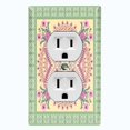 thumbnail image 1 of Metal Light Switch Plate Cover Green Pink Floral Paisley Circular Tile Pattern TIL086, 1 of 13
