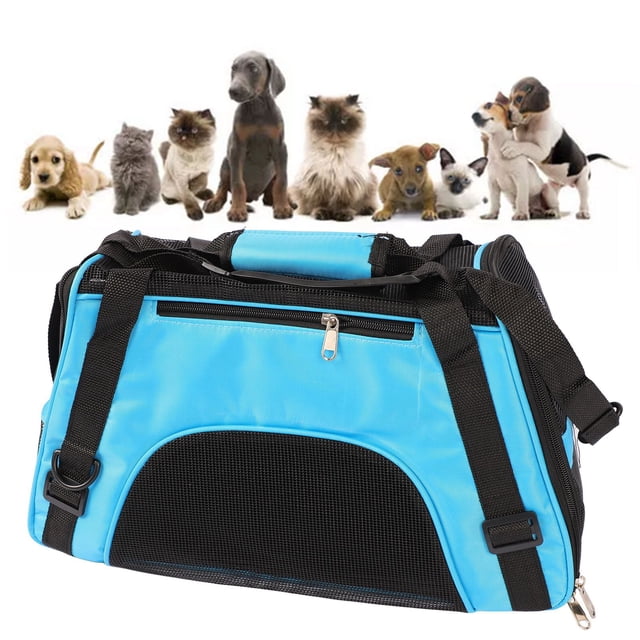 Dog Carrier, Comfortable Handle Breathable Mesh Pet Travel Carrier Large Space Waterproof Blue For Dogs For Travel For Pets