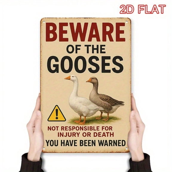 HELLOYOUNG Vintage Beware of Geese Iron Metal Sign, 2D Farmhouse Wall Decor 20x30cm Rustic Plaque for Living Room Country Style