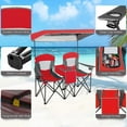 thumbnail image 5 of Double Camping Chair with Canopy Shade, UV Protection, Cooler, Cup Holder & Carry Bag, Folding Portable Lawn Soccer Camp Chair for Adults, 5 of 7