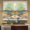 thumbnail image 4 of Yayeee Kitchen Curtains Tier Set of 2 Light Filtering 57"x36" Over Sink Window Panels, Beige Floral Wave, 4 of 7