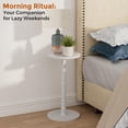 thumbnail image 5 of 12" Round Side Table, Solid Wood Pillar with Wood Top & Base, Small Drink Accent Table for Living Room, Bedroom, Sofa & Office, Easy Assembly, White, 5 of 17