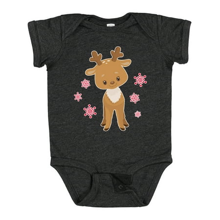 

Inktastic Cute Christmas Reindeer with Snowflakes Boys or Girls Baby Bodysuit