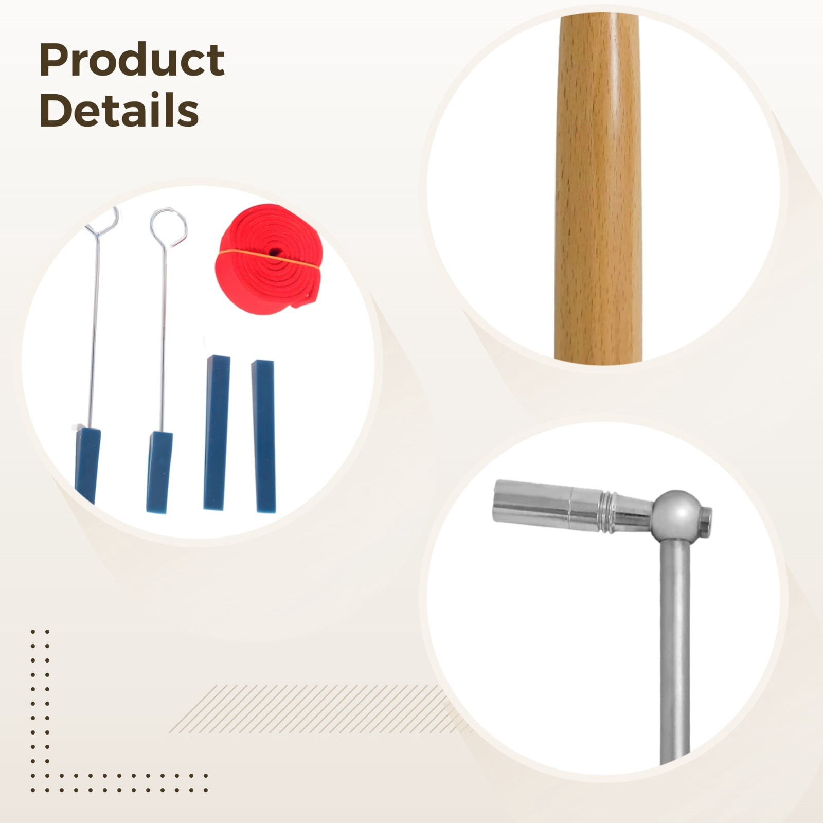 7 PCS Piano Tuning Kit, Wooden Handle Metal Tuning Lever, Rubber Mute, Felt Cloth Strip, Piano Accessories for Professionals Beginners