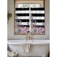thumbnail image 4 of Pink Flowers Bathroom Window Curtain, Spring Floral Watercolor Botanical Farmhouse Striped Light Filtering Coffee Kitchen Curtains, Bedroom Living Room Curtains 2 Panel 84"x45", 4 of 6