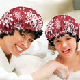thumbnail image 6 of Shower Caps,Red Christmas Snowflake Pattern Waterproof Shower Cap for Women 4 Pieces,Double Reusable Hair Cover for Shower PEVA Elastic Stretch Hem, 6 of 7
