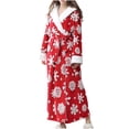 thumbnail image 2 of RXIRUCGD Womens Splicing Together Snowflake Print Plush Have More Cash Than Can Be Accounted For Winter Thickening Keep Warm Bathrobe Robe( Red, Size:XL ), 2 of 9