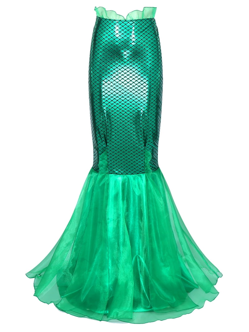 Sxiwei Womens Shiny Sequins Mermaid Tail Skirt Fish Scale Print Hip Skirt  Maxi Dress Green M - Walmart.com