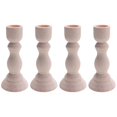 thumbnail image 2 of 4 Pieces Of Unprocessed Wooden Candlestick Brackets For Easy Dyeing And Decoration, 2 of 5