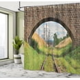 thumbnail image 5 of Ambesonne Rustic Shower Curtain, Bridge Railway Tranquil, 69"Wx84"L, Green Brown, 5 of 5