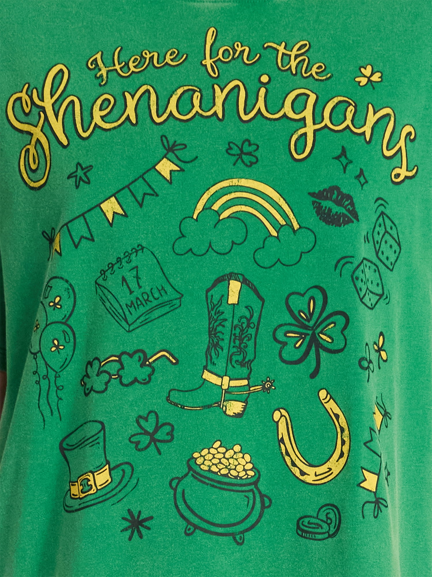 Saint Patrick's Day Women's Here for Shenanigans Graphic Tee from Way to Celebrate, Sizes S-XXXL