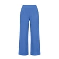 thumbnail image 6 of Hurxie Women's Wide Leg High Waisted Linen Capri Pants Blue,XL, 6 of 6