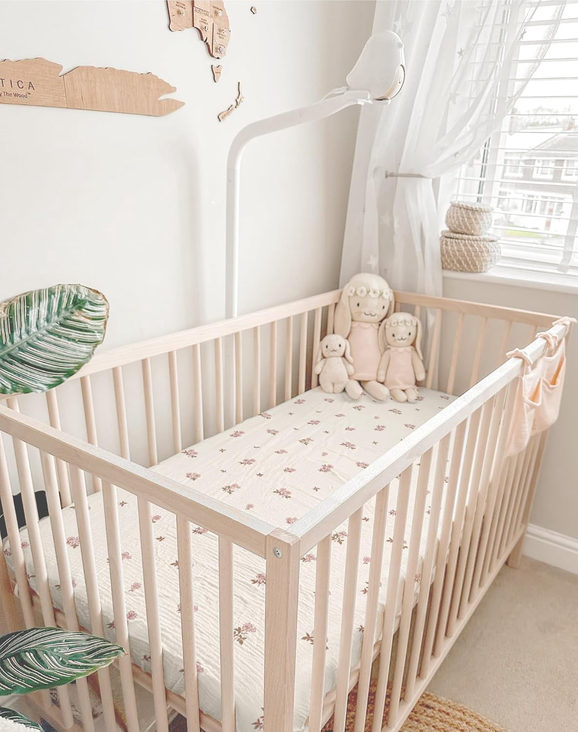 Mini Crib Sheets for Baby Boy Girl 2 Pack, Neutral Mattress Sheet 24" x 38", Muslin Nursery Bedding Soft and Breathable Comfort (Vintage Blossom & Pink)