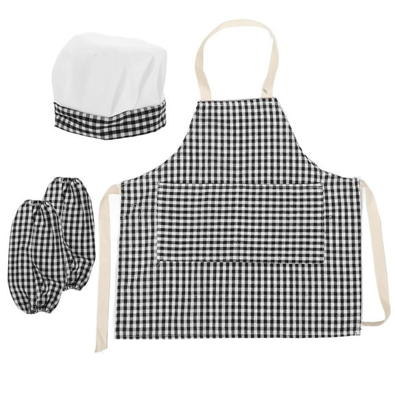 FENGGUIQU Kids Cooking Apron and Chef Hat Set, Small Size White Polyester, Ideal for Cooking, Painting, Baking, and Kitchen Activities