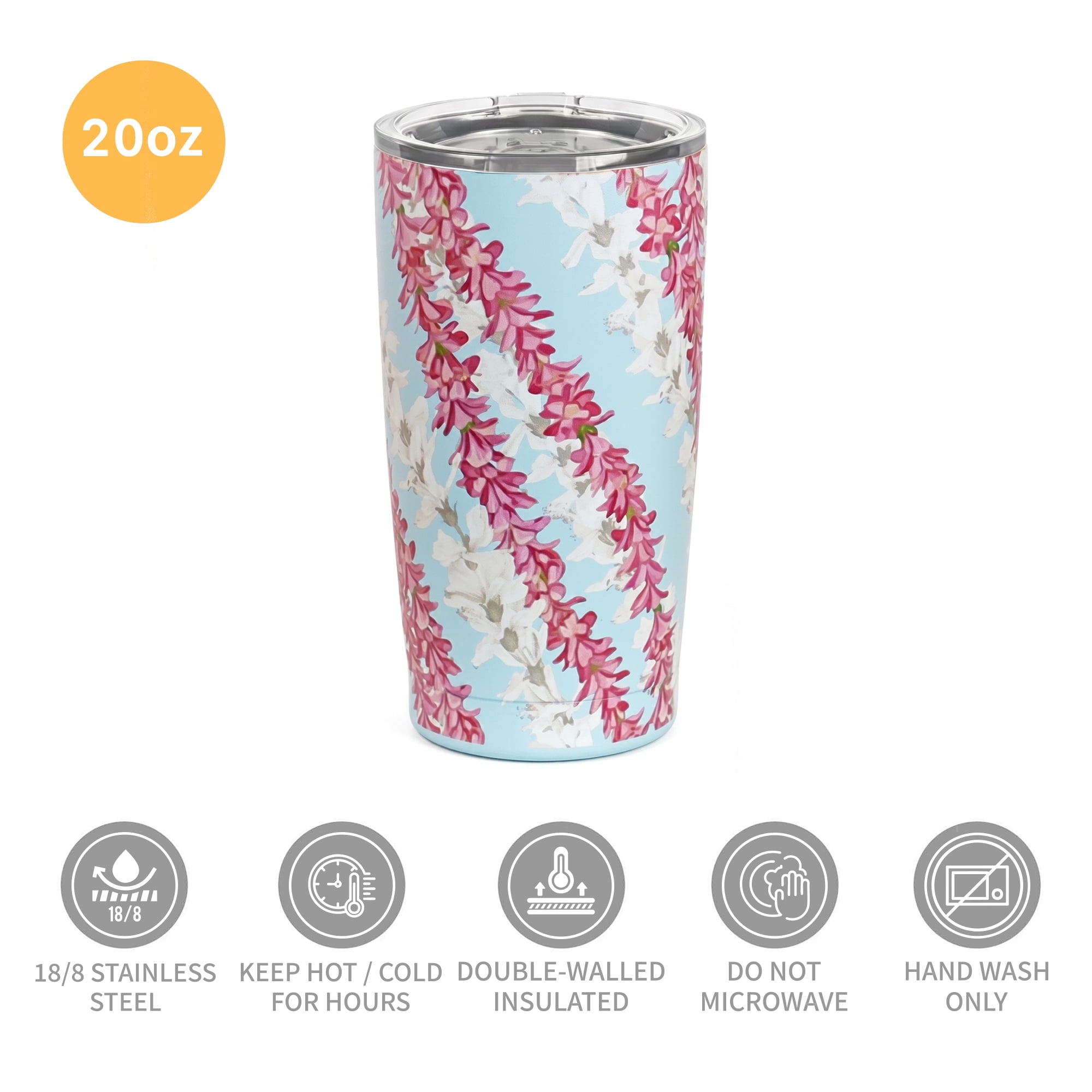 Island Crew 20 oz Light Blue Lei Aqua Stainless Steel Tumbler