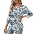 thumbnail image 5 of Jsaierl 3/4 Length Sleeve Tops for Women Summer Round Neck Shirts Cute Graphic Petite Pleated Blouses Work Loose Fit Tunic Top S-2XL, 5 of 7
