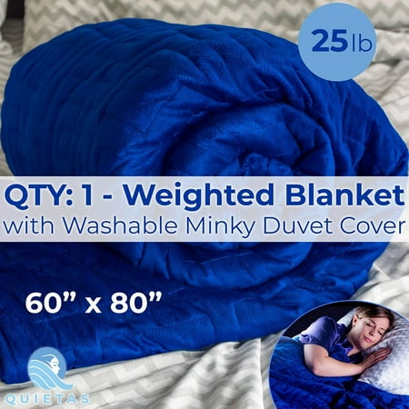 Blue Super-Soft Luxury XL 20lb Weighted Anxiety Blanket With Washable Minky Duvet Cover. Heavy Therapy Comforter Helps Adults and Teens with ADHD, Autism, PTSD, Stress, Sleep and Sensory