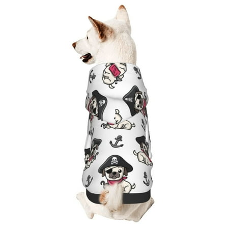 Haiem DOG IS WEARING PIRATE COSTUME for Winter Dog Hoodie Sweatshirts with Pockets Warm Dog Clothes for Small Dogs Chihuahua-Large