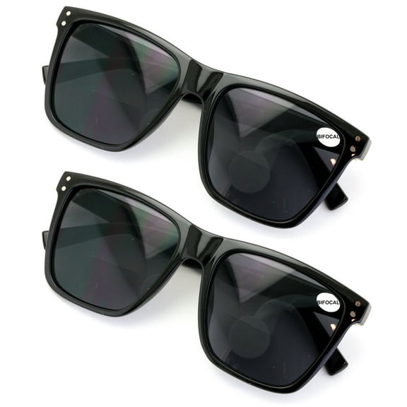 2 Pairs Women Oversized BIFOCAl Square Sunglasses Reader - Outdoor Reading Glasses 100% UV +2.25