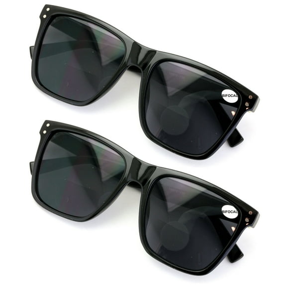 2 Pairs Women Oversized BIFOCAl Square Sunglasses Reader - Outdoor Reading Glasses 100% UV +1.00