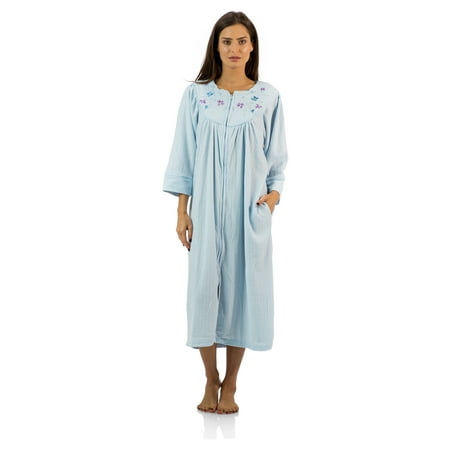 

Casual Nights Women s Zipper Front Jacquard Fleece Long Robe Duster