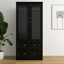 HomeRoots 617972 71 in. Black Wood Two Door Two Drawer Combo Dresser