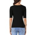 thumbnail image 3 of INSPIRE CHIC Women's Short Sleeve Shirt Boat Neck Lightweight Stretchy Basic Knit Casual T-Shirt Top XS Black, 3 of 6