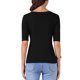 thumbnail image 3 of Camiseta básica de punto casual de manga corta para mujer INSPIRE CHIC, con cuello barco, ligera y elástica, talla XS, color negro, 3 of 6