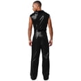 thumbnail image 3 of Hansber Men's Retro 70s Outfit Disco Dance Jumpsuit Sleeveless V Neck Hippie Style Bodysuit for Stage Black 3XL, 3 of 7