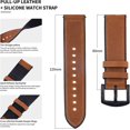 thumbnail image 3 of Correa de reloj CHAO de cuero y silicona para reloj inteligente hebilla marrón y negra 20 mm, 3 of 5
